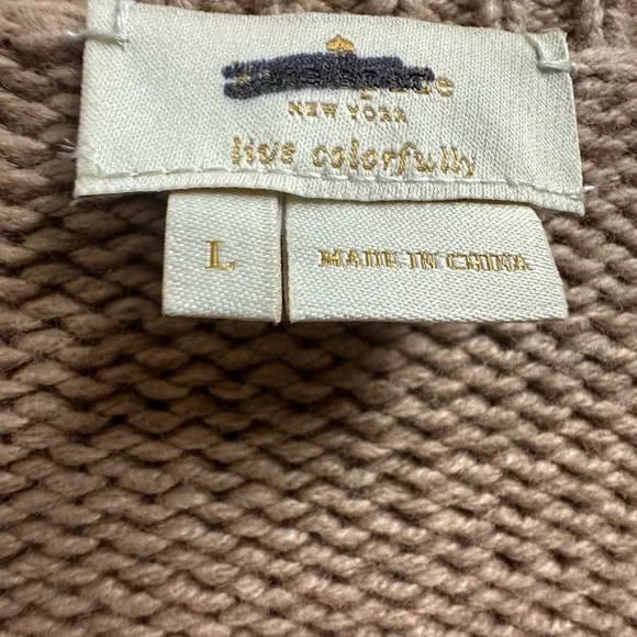 NWOT kate spade Tan Sweater with Black Floral Accents - Picture 3 of 6